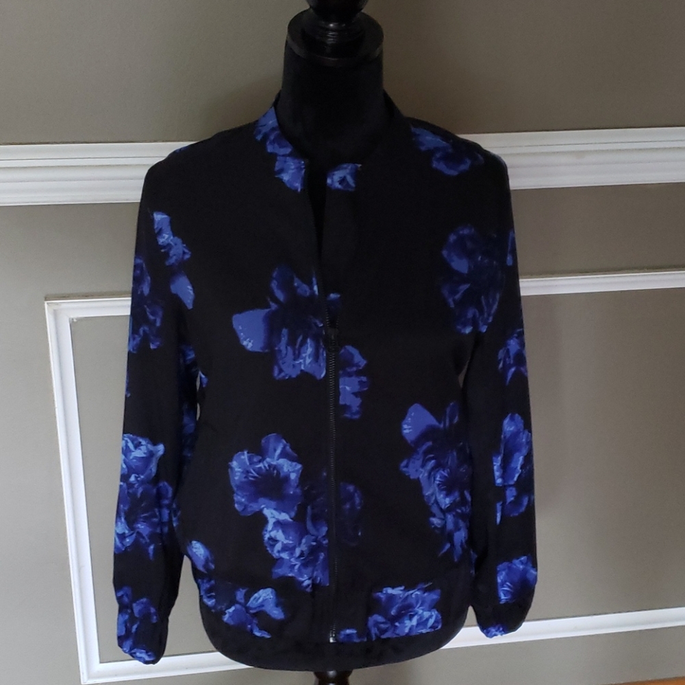 Ruff Hewn Floral Jacket Size XS Blue Black
